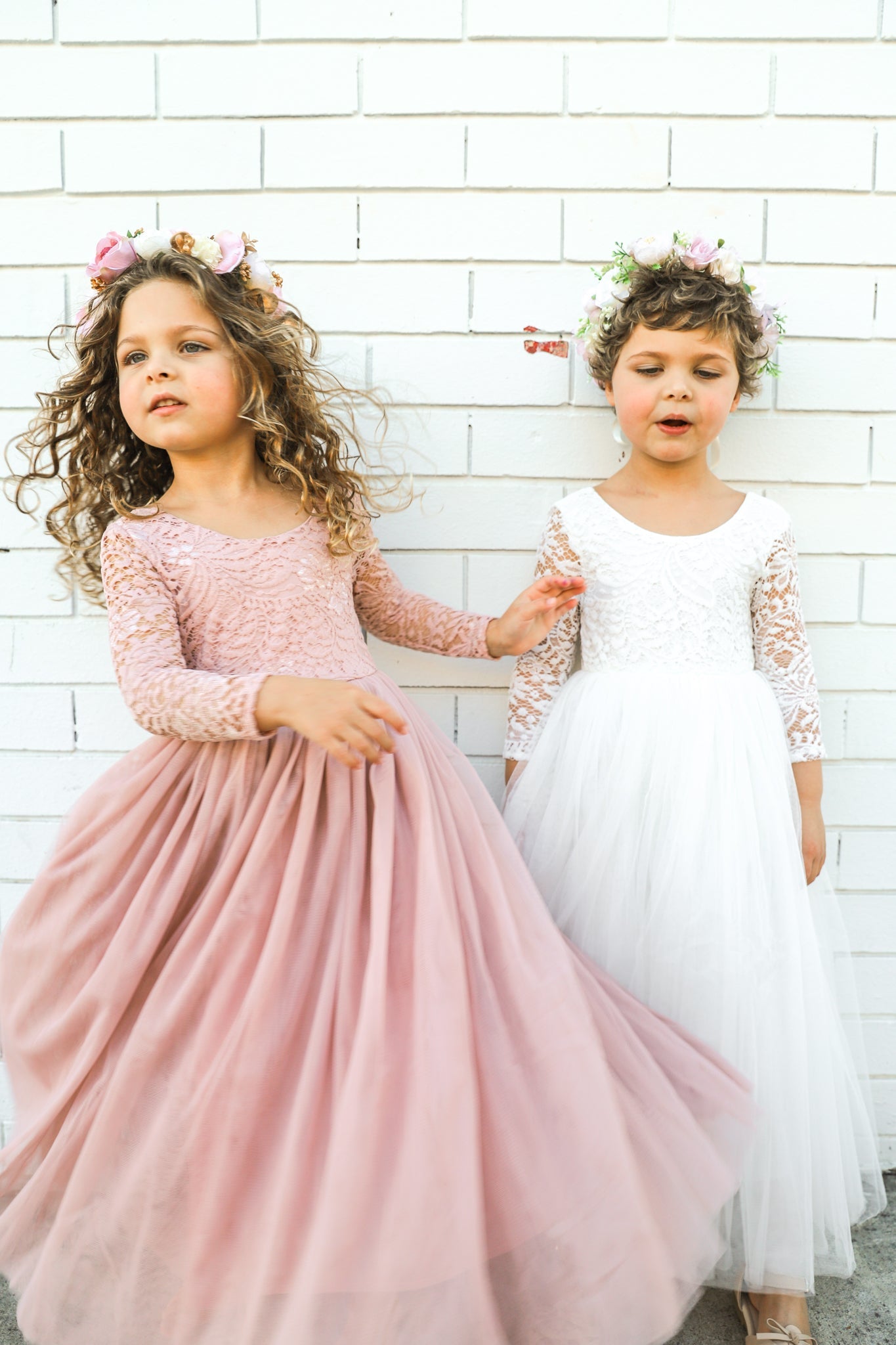 Swan White Flower Girl Lace Dress