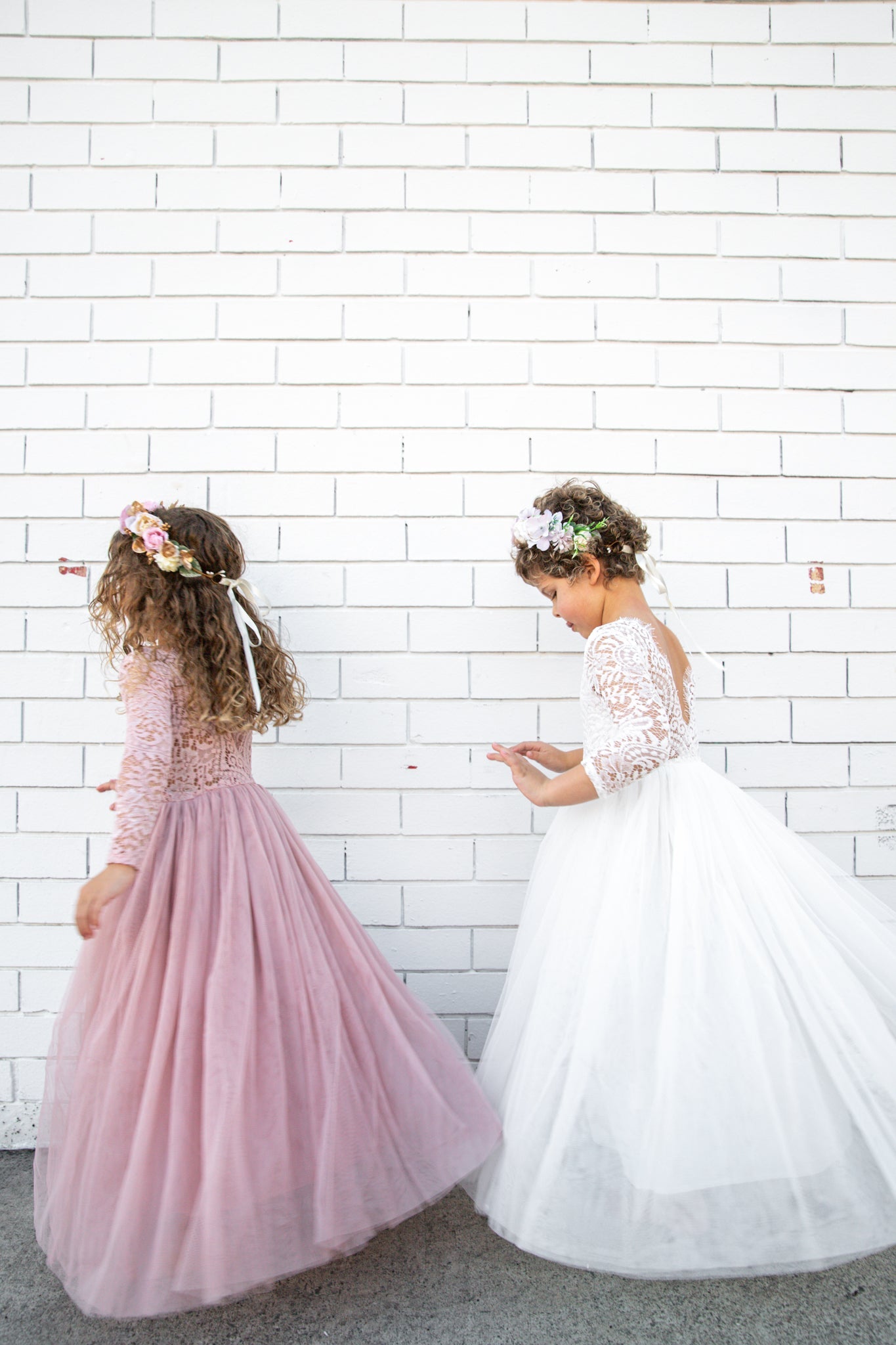 Swan White Flower Girl Lace Dress