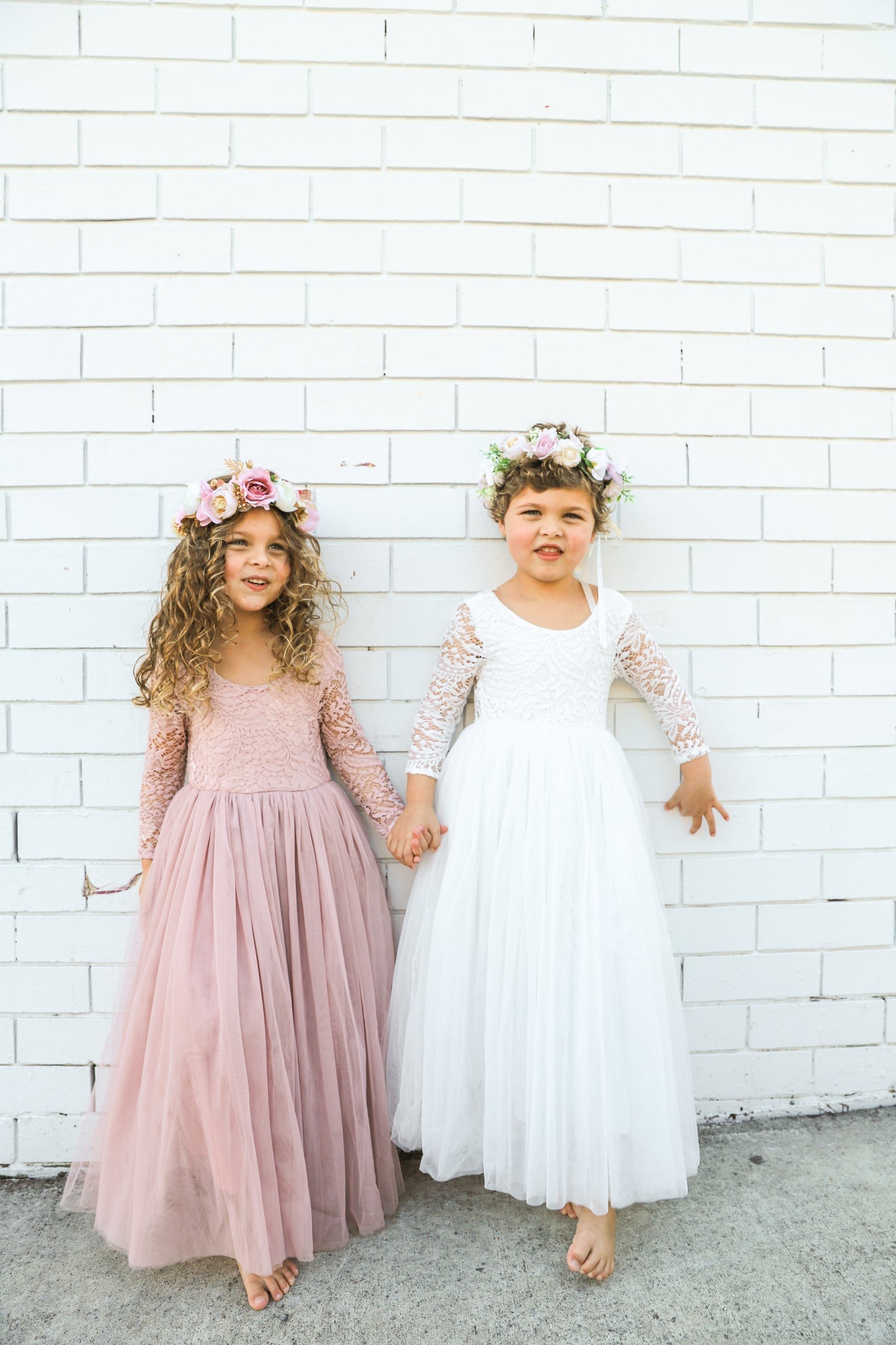 Swan White Flower Girl Lace Dress