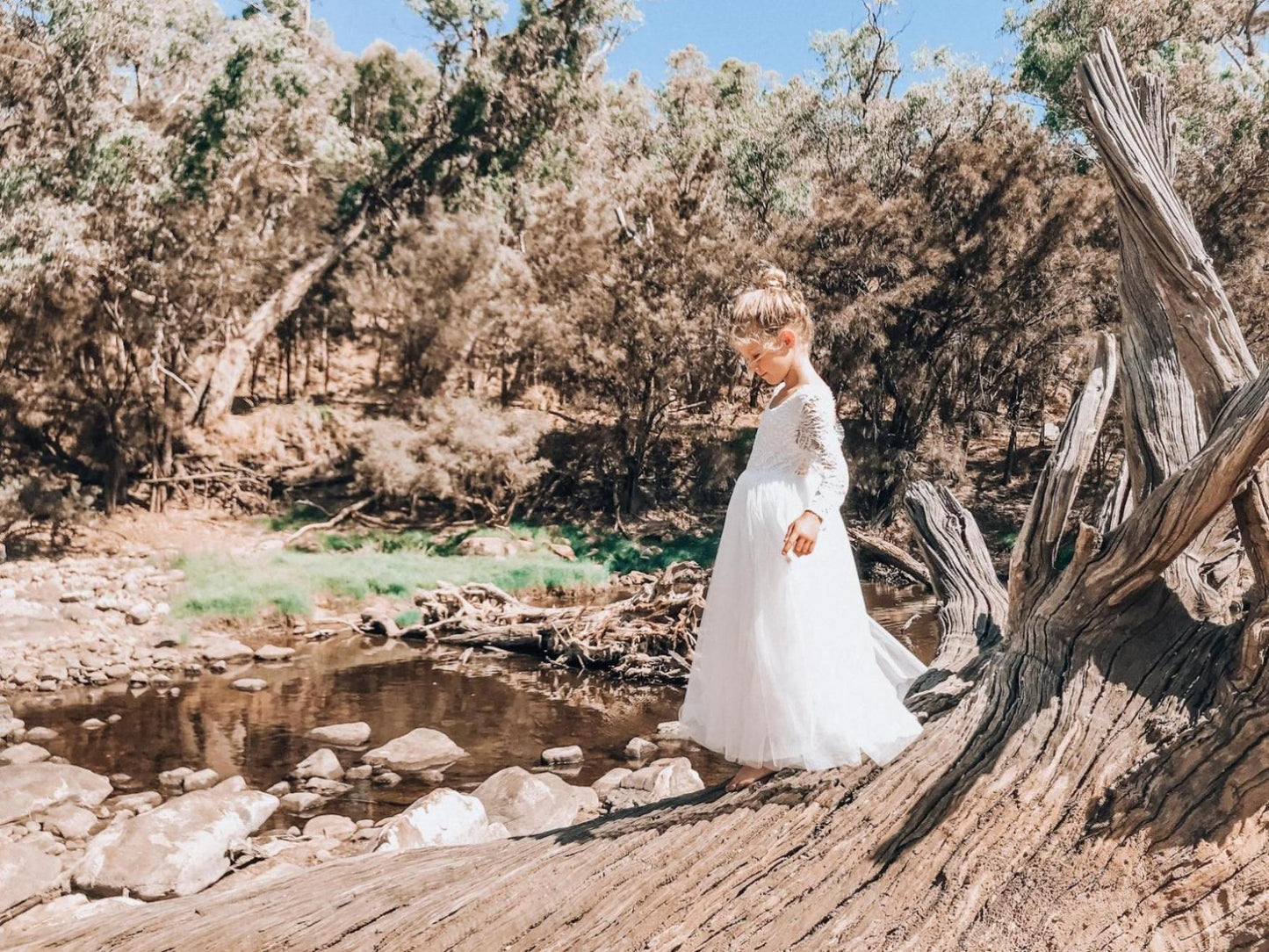 Swan White Flower Girl Lace Dress