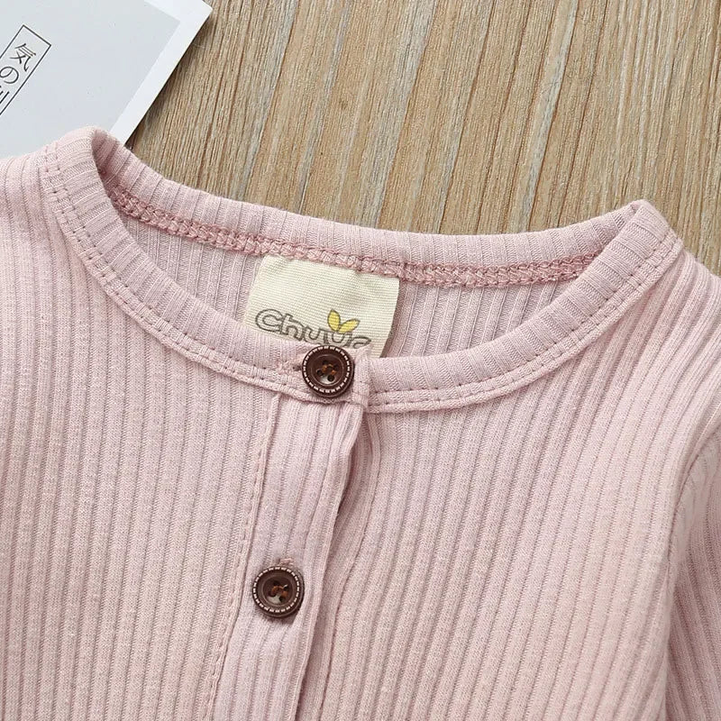 Unisex Summer Cotton Romper with Snap Buttons – Long Sleeve
