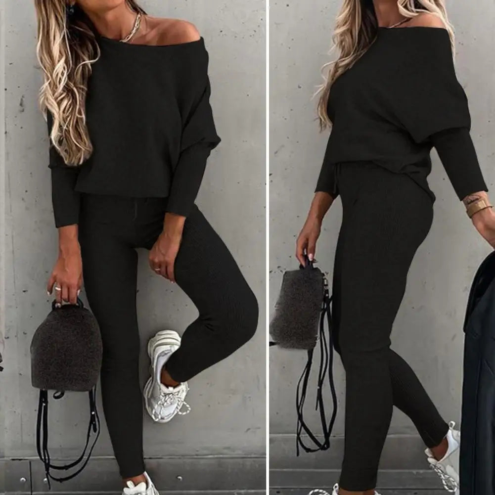 Chill Outfit for Mommys - 2-Piece Autumn Tracksuit – Slim Fit Top & Trousers Set