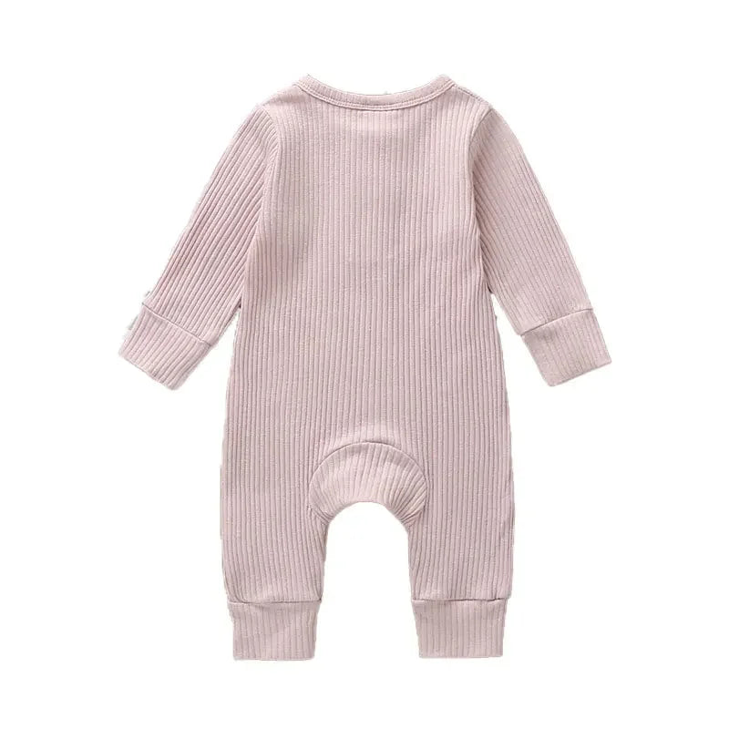 Unisex Summer Cotton Romper with Snap Buttons – Long Sleeve