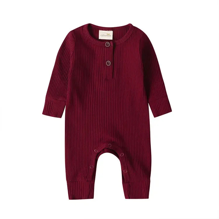 Unisex Summer Cotton Romper with Snap Buttons – Long Sleeve