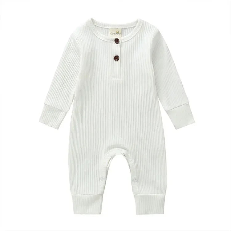 Unisex Summer Cotton Romper with Snap Buttons – Long Sleeve
