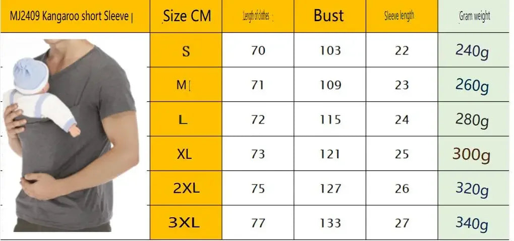 Premium Cotton Kangaroo Pocket T-Shirt – Safe & Comfortable Babywearing for Dads