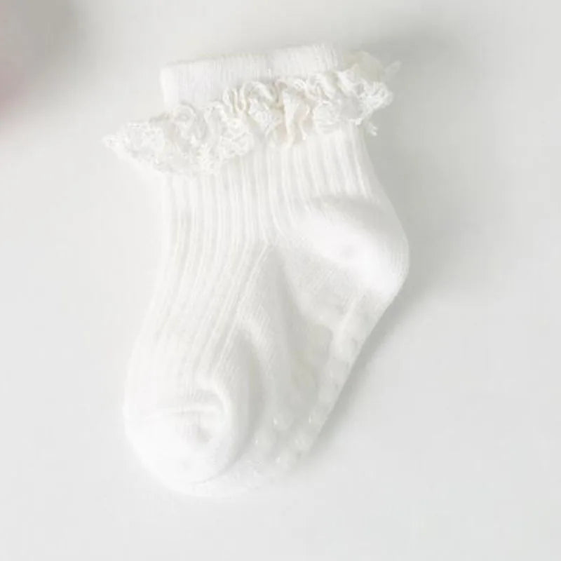 4 Pairs Baby & Kids Non-Slip Cotton Socks – Plain Colors