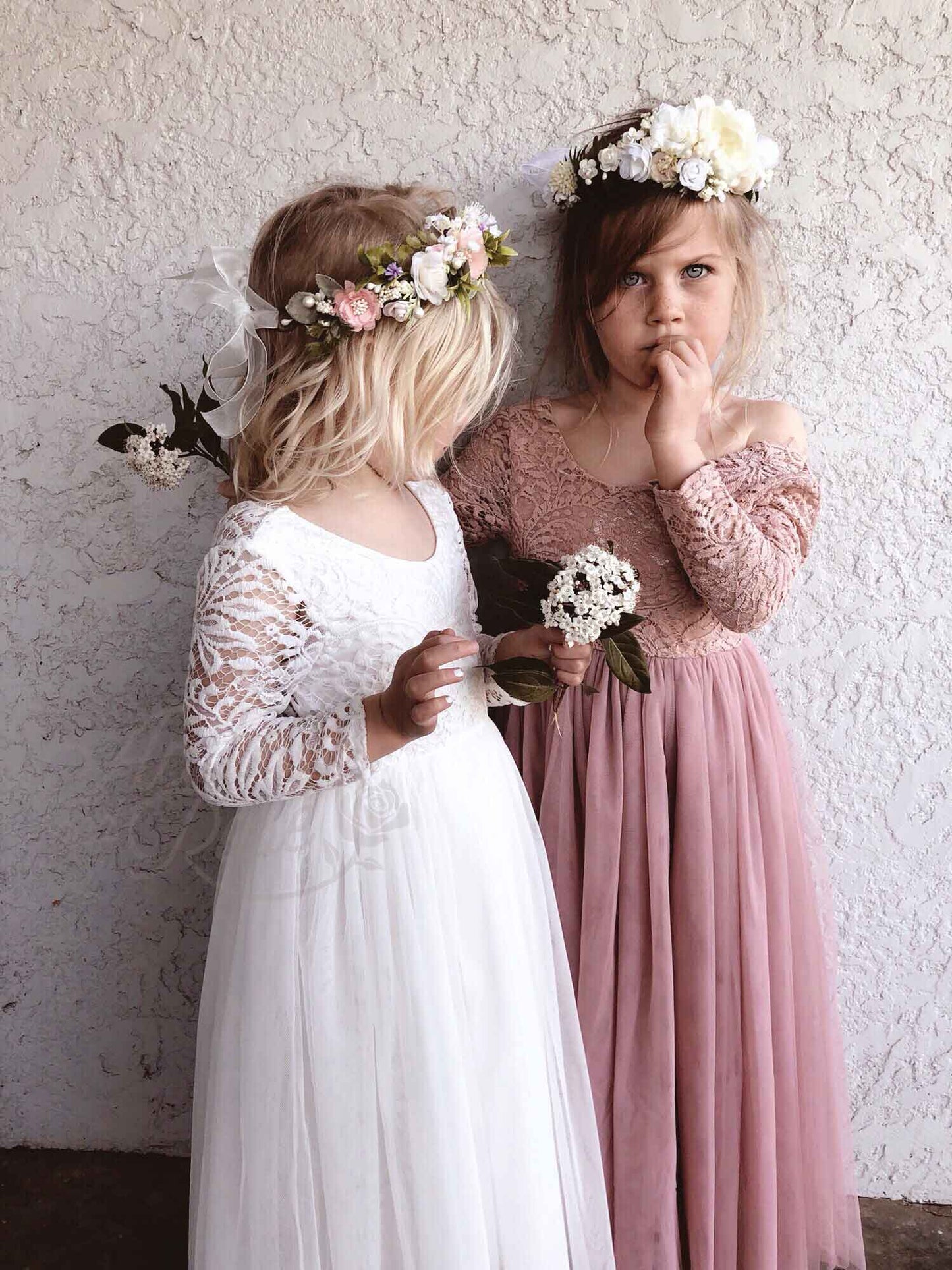 Swan White Flower Girl Lace Dress