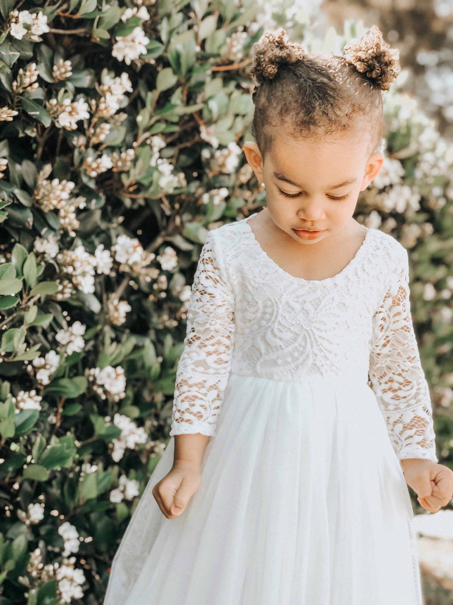 Swan White Flower Girl Lace Dress
