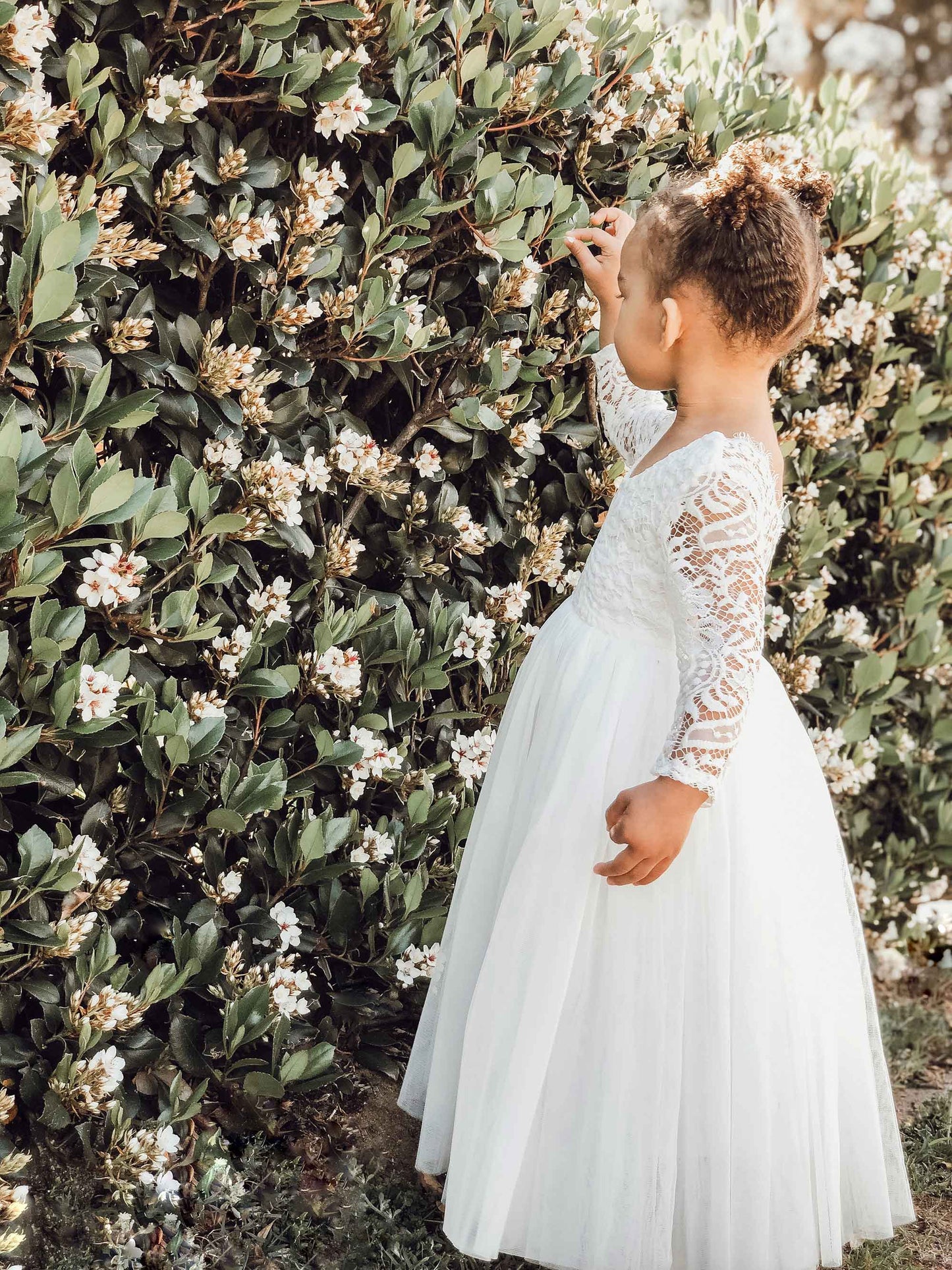 Swan White Flower Girl Lace Dress
