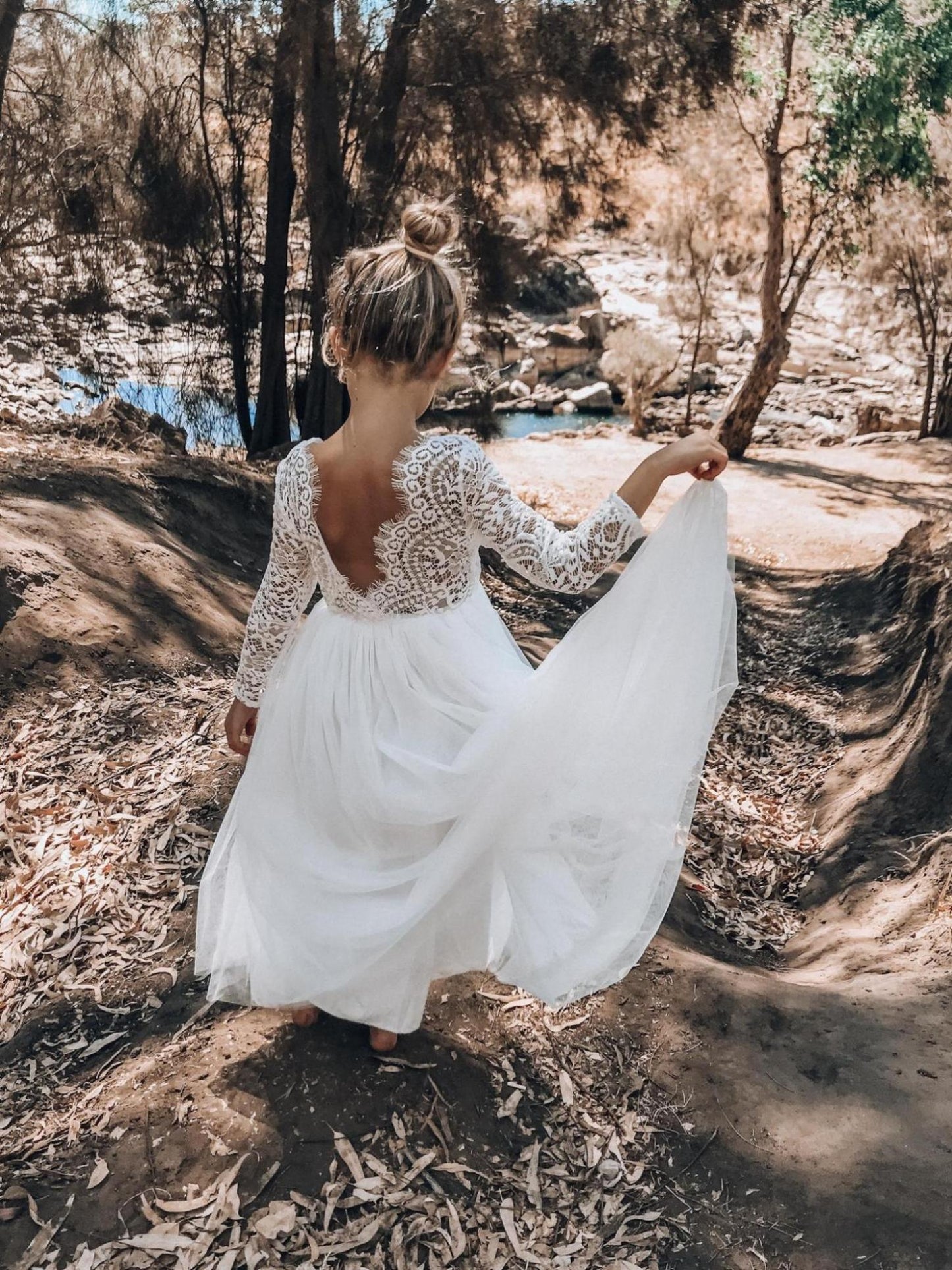 Swan White Flower Girl Lace Dress
