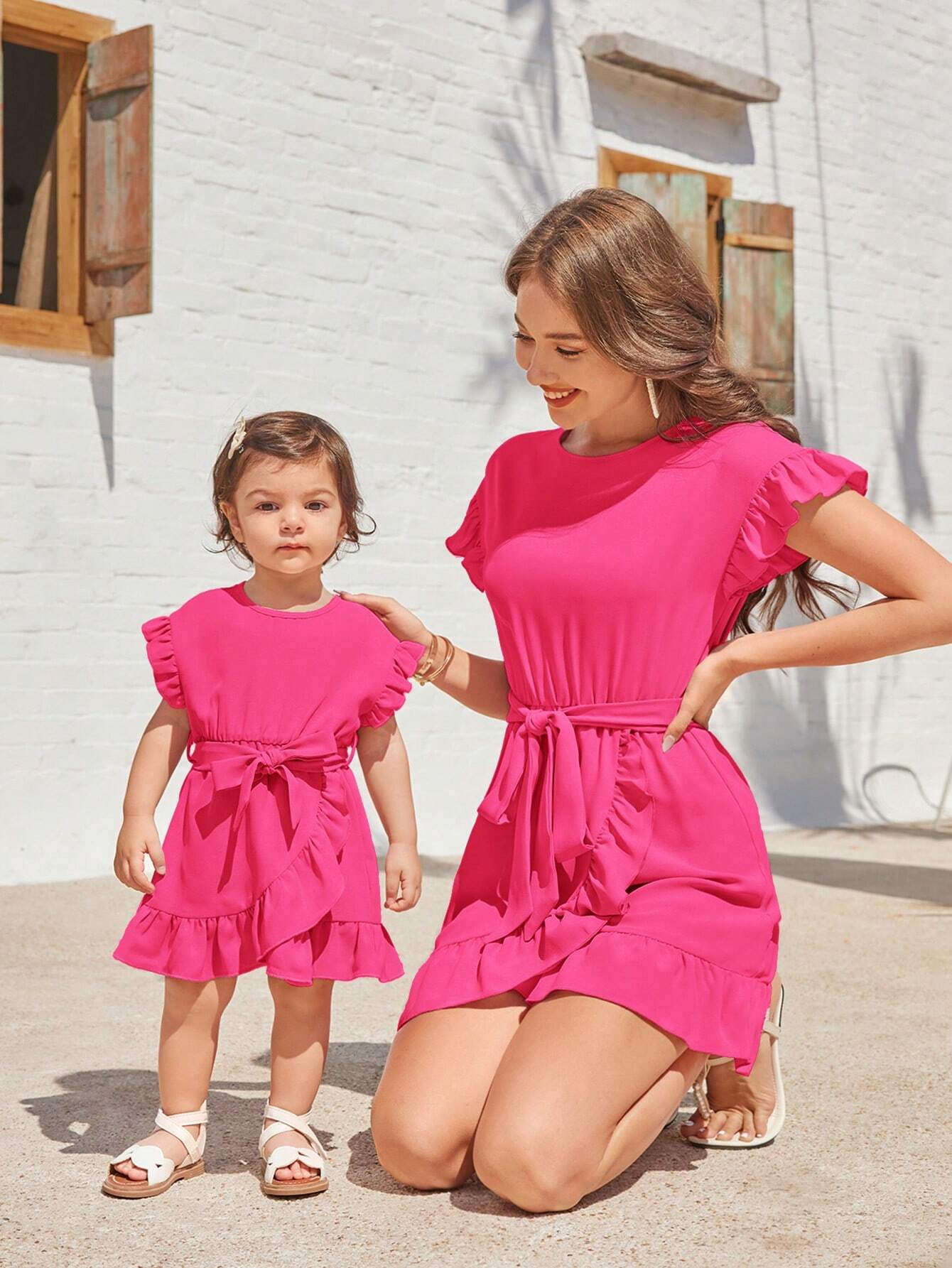 Matching Mom & Daughter Summer Dress – Elegant Patchwork & Ruffles