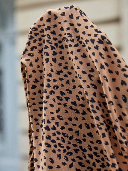 “Mom & Me Leopard Bow Dress – V-Neck, Long Sleeve, Ruffle Hem & High Waist”