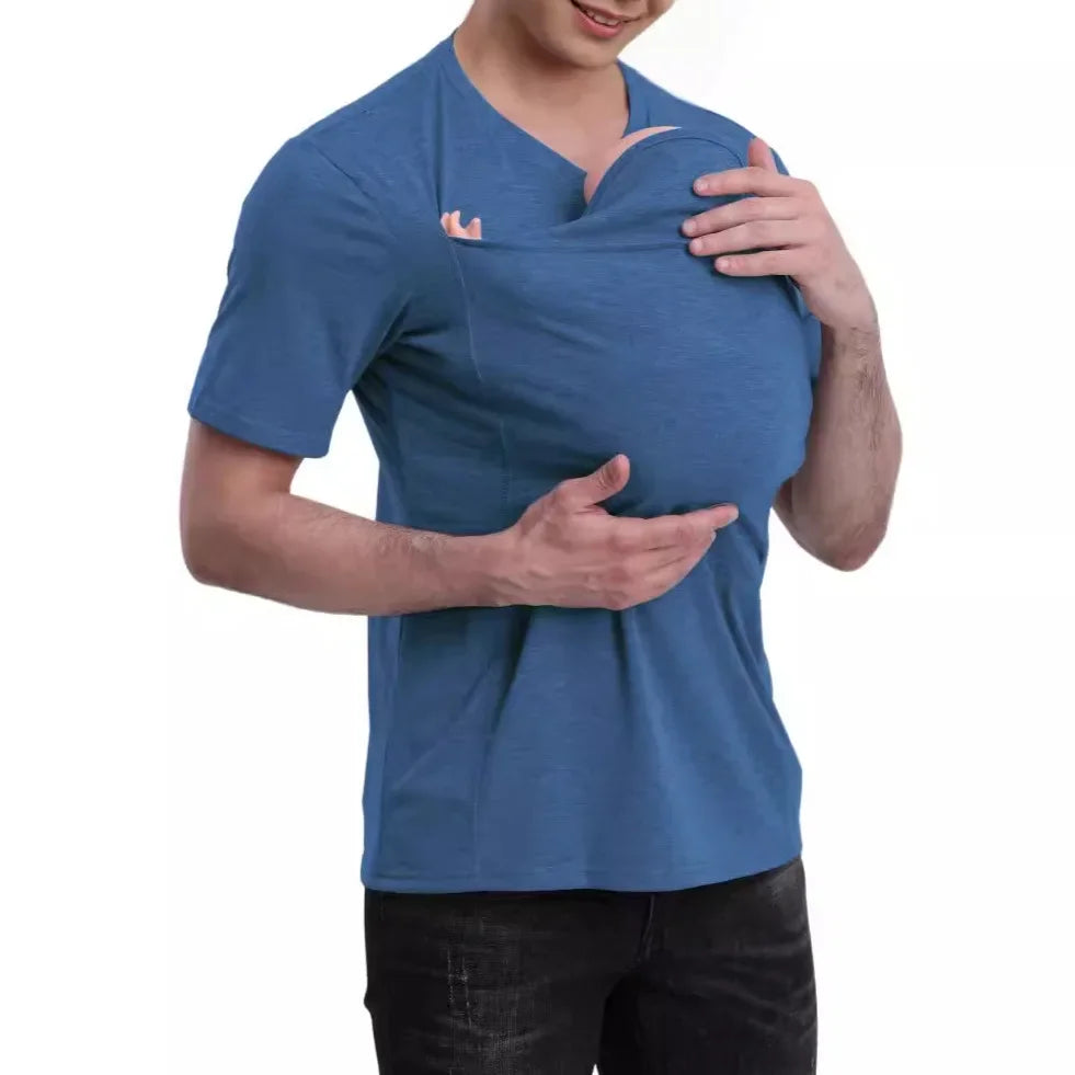 Premium Cotton Kangaroo Pocket T-Shirt – Safe & Comfortable Babywearing for Dads