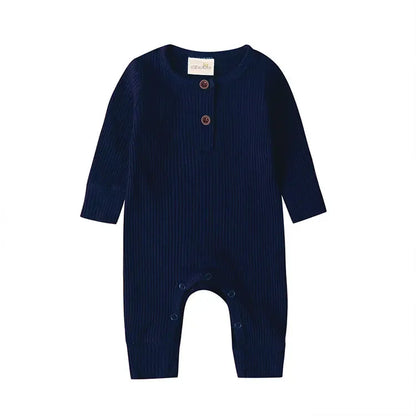 Unisex Summer Cotton Romper with Snap Buttons – Long Sleeve