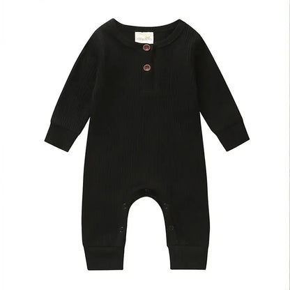 Unisex Summer Cotton Romper with Snap Buttons – Long Sleeve