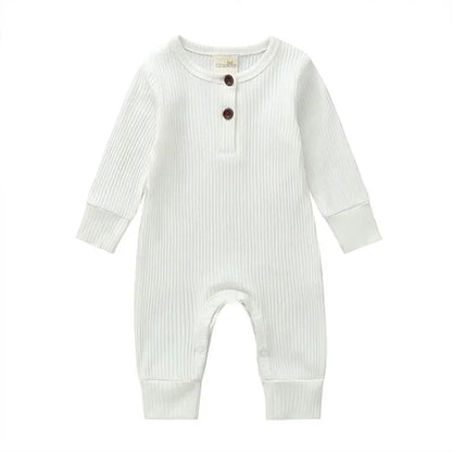 Unisex Summer Cotton Romper with Snap Buttons – Long Sleeve