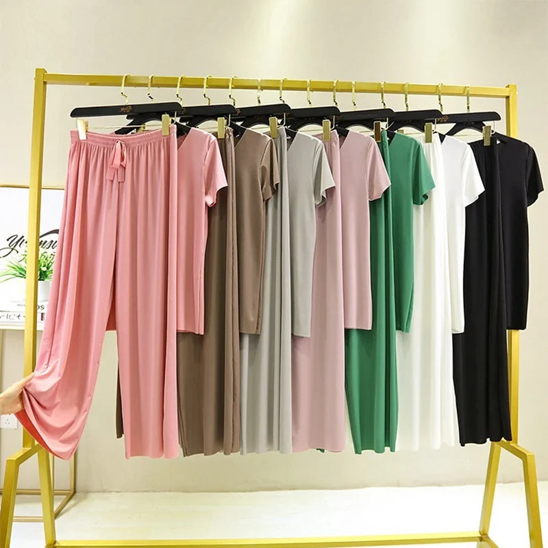 Women’s 2-Piece Summer Set – Top & Wide-Leg Pants, Elegant Casual Look