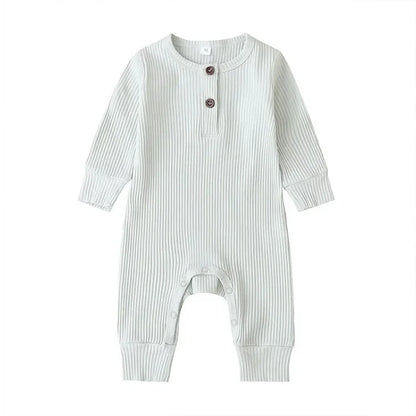 Unisex Summer Cotton Romper with Snap Buttons – Long Sleeve