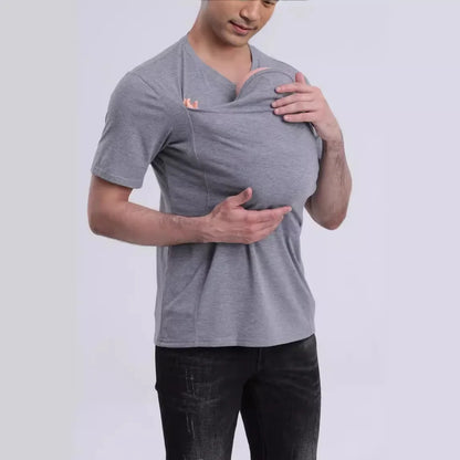 Premium Cotton Kangaroo Pocket T-Shirt – Safe & Comfortable Babywearing for Dads